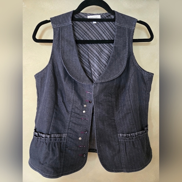 Conviction Sport Jackets & Blazers - VINTAGE Conviction Sport | Gray Denim Vest with Button Details, Size M